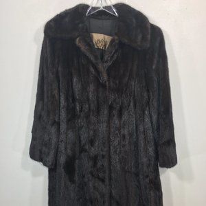 Classic MINK fur coat dark brown black Women's Large jacket 520